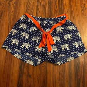 Love Zoe Elephant Print Silky Shorts, size L
